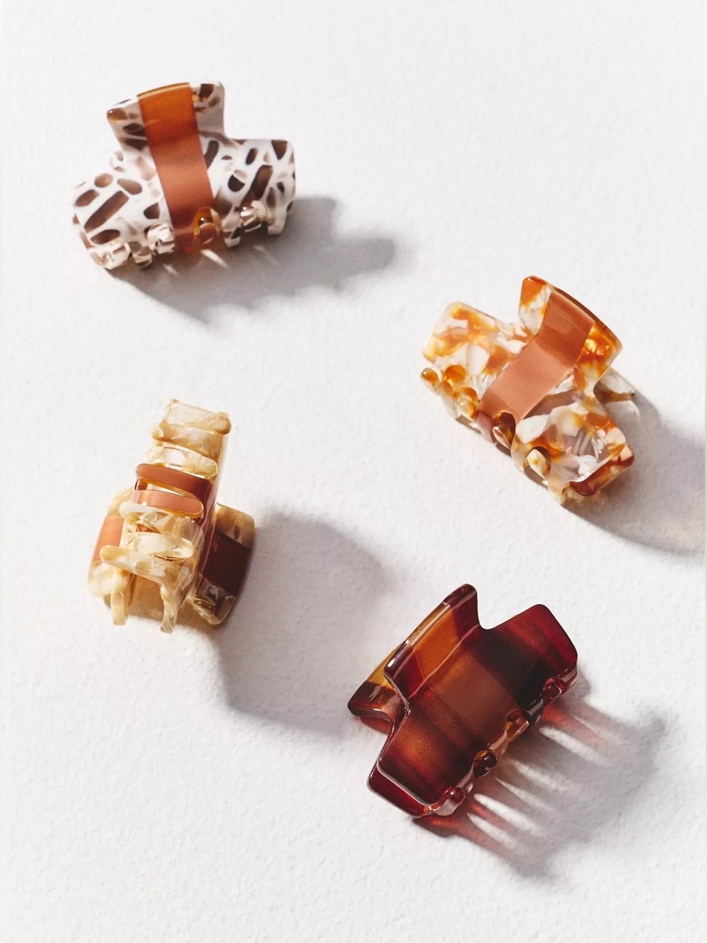 NWT Anthropologie Mini Hair Claw Clips, Set of 4, Neutral